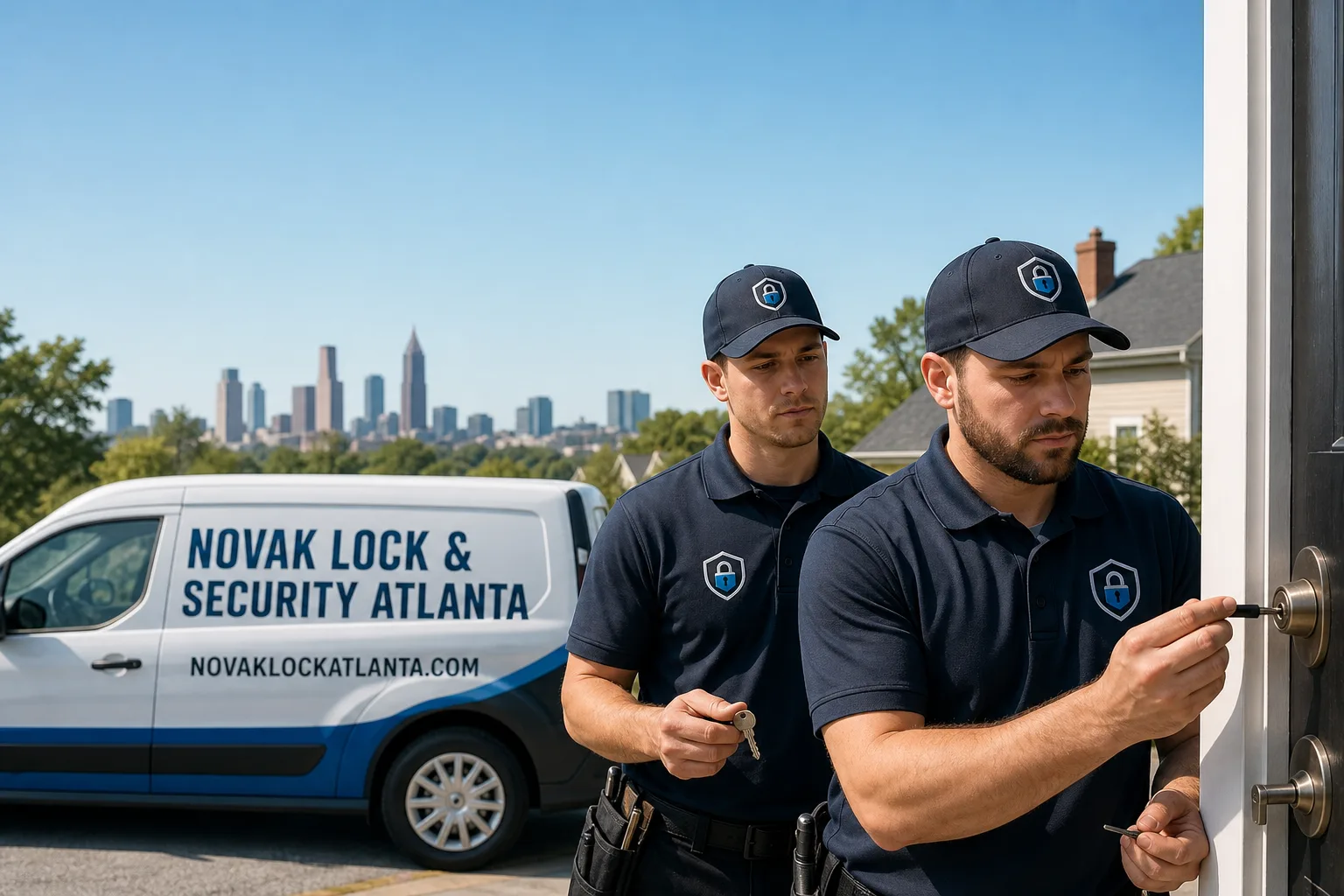 Novak Lock & Security Atlanta locksmith service vehicle and crew in Atlanta, GA